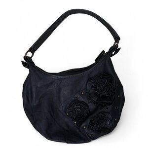 Black Floral Hobo Bag